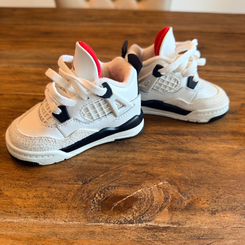 Jordan 4 Retro Military Black White Grey Toddler Sneakers 4C BQ7670-111 - Picture 3 of 6